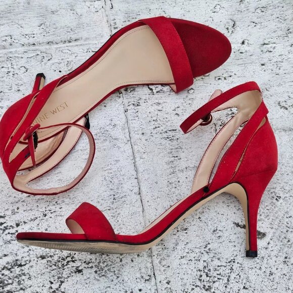 Nine West Women Heel Sandal Red Textile Upper Shoes Size 10M - Picture 5 of 11